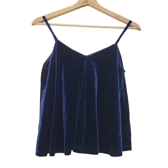 Nymphe | Velvet Flowy Crop Tank Top Lined Blue 90s Y2k - Picture 1 of 5